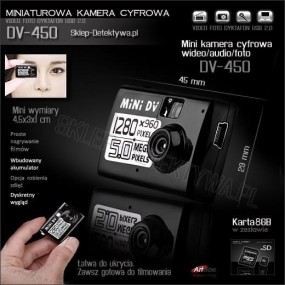 Najmniejsza na świecie kamera cyfrowa DV-450 +8GB SAMSUNG